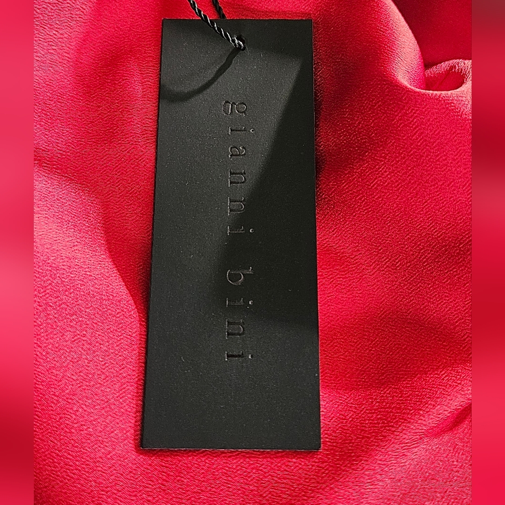 Gianni Bini Peyton Satin Mini Sheath Dress: Color- Cherry - Picture 9 of 12